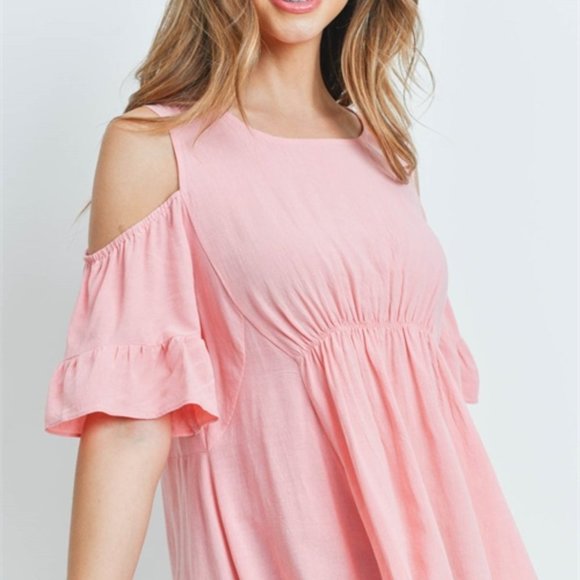 Pink Top Tunic Cold Shoulder - Picture 6 of 6